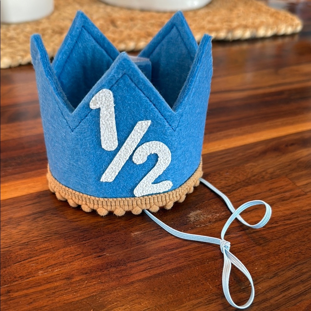 Blue Felt Half Birthday Crown